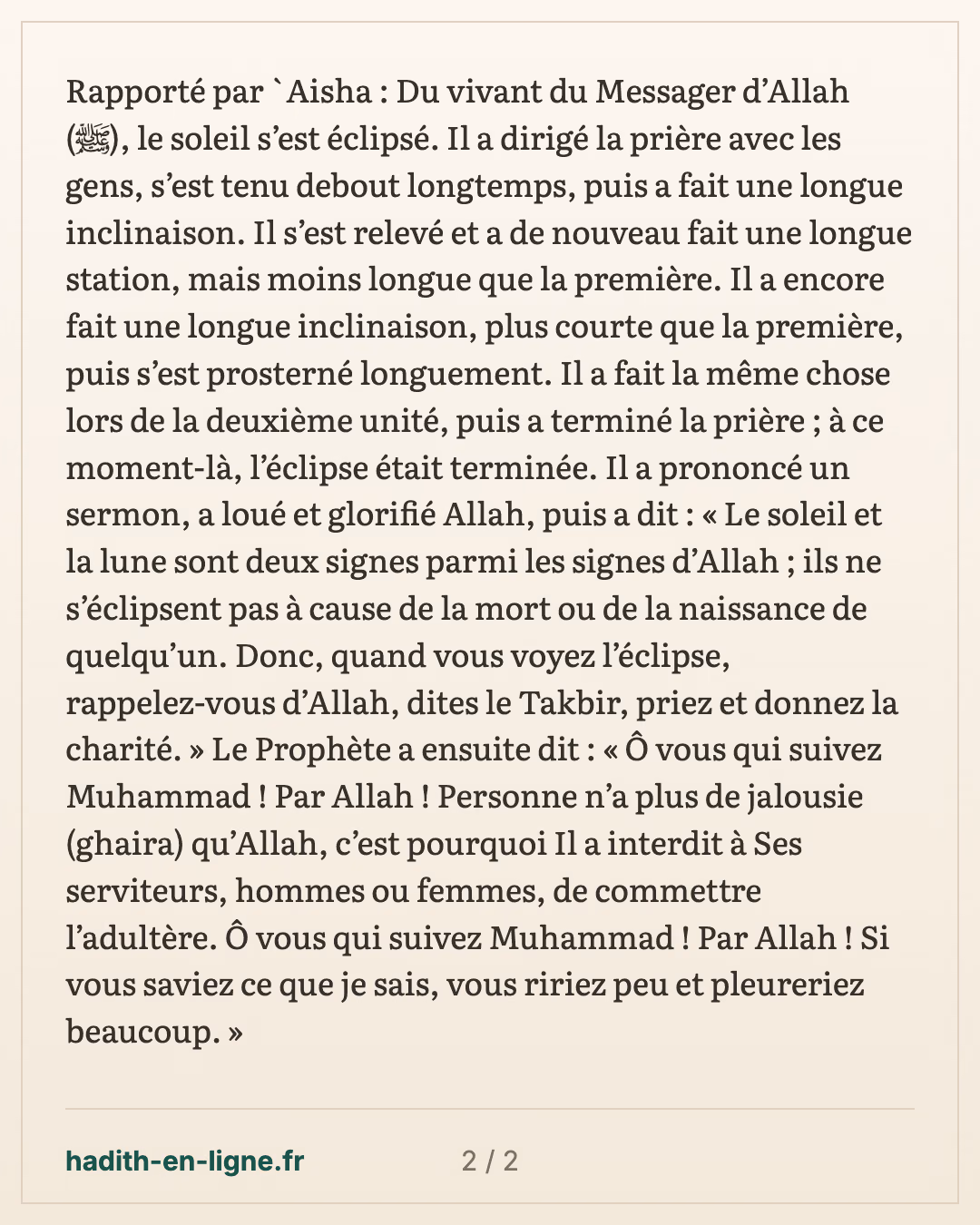 La prière de l'éclipse décrite et le sermon qui suit — carte 2 sur 2