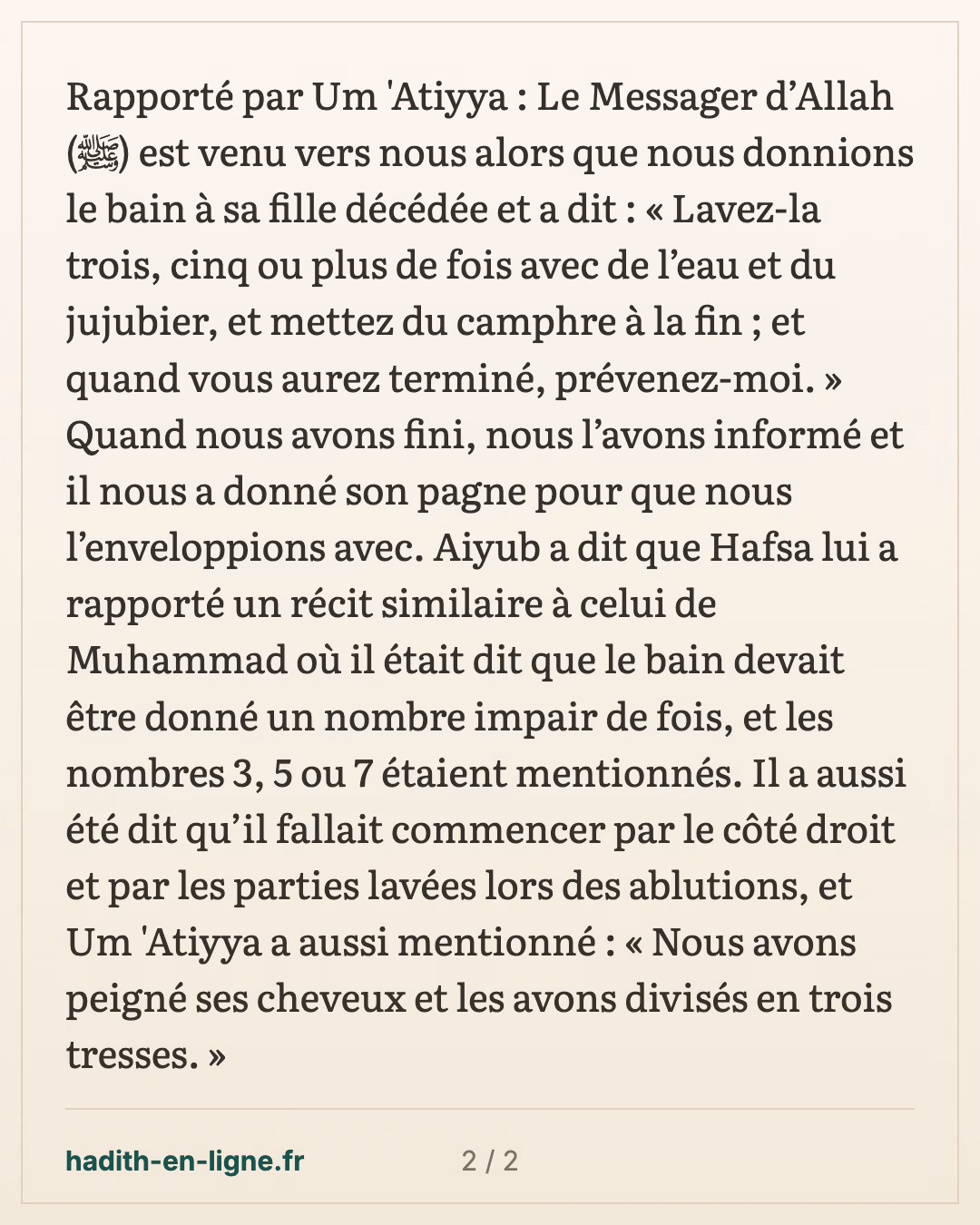 Laver la défunte un nombre impair de fois — carte 2 sur 2