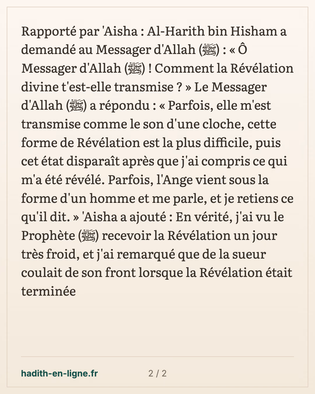 Comment se manifeste la Révélation ? — carte 2 sur 2