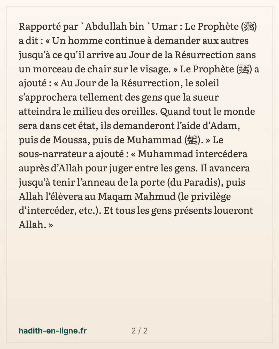 Celui qui mendie sans cesse arrivera sans chair sur le visage — carte 2 sur 2