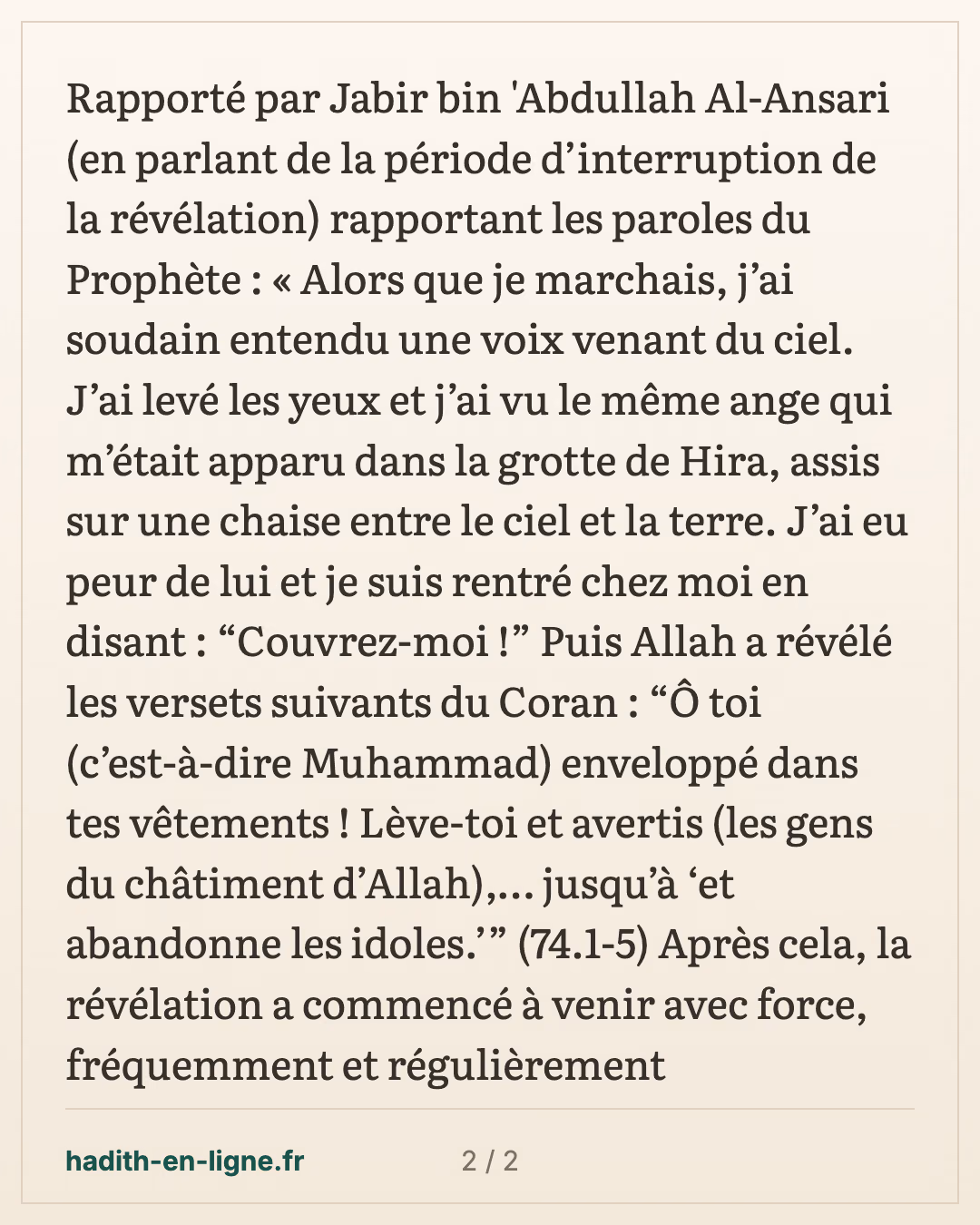 L'interruption de la Révélation puis sa reprise — carte 2 sur 2