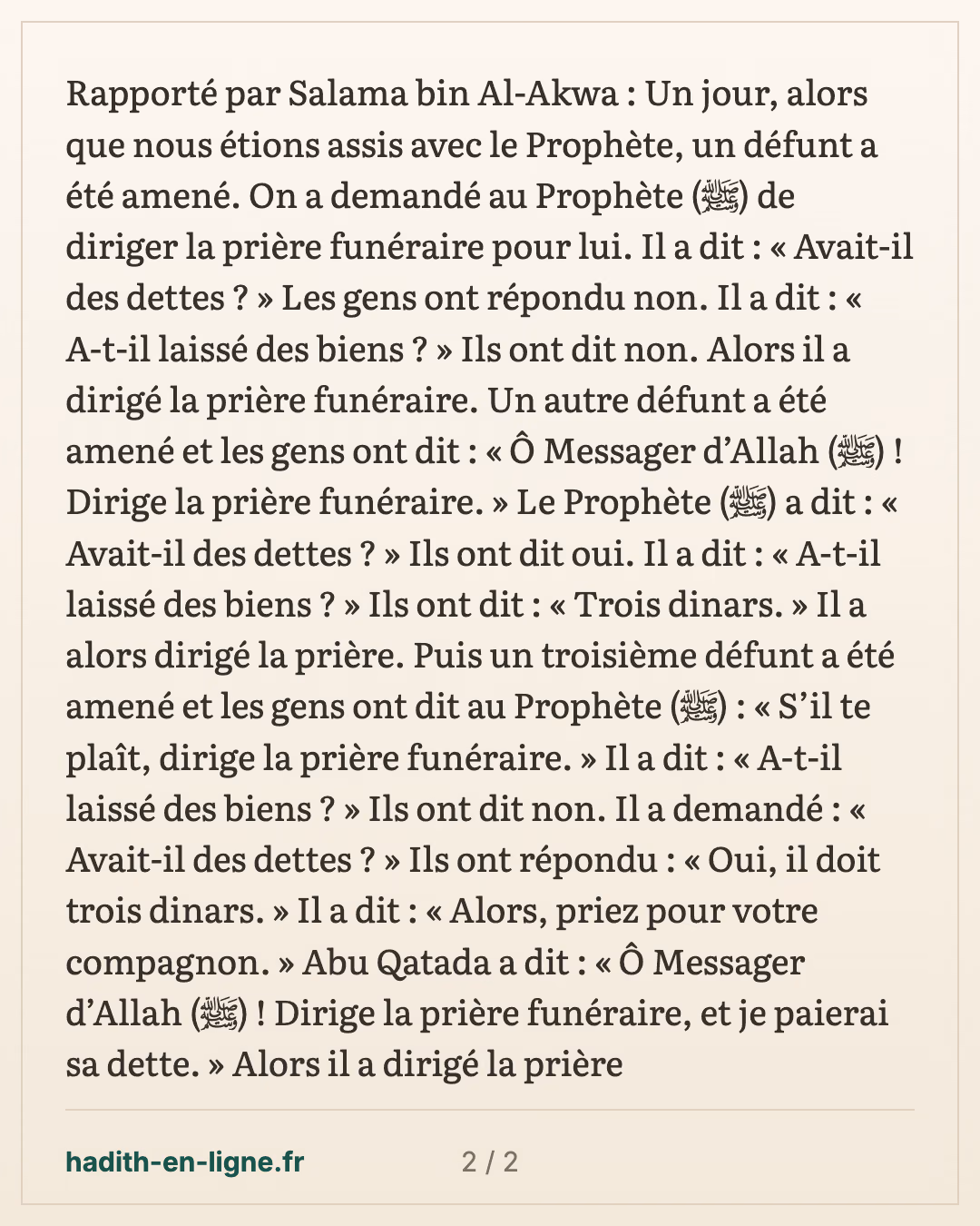 Le défunt endetté : « Avait-il des dettes ? » — carte 2 sur 2