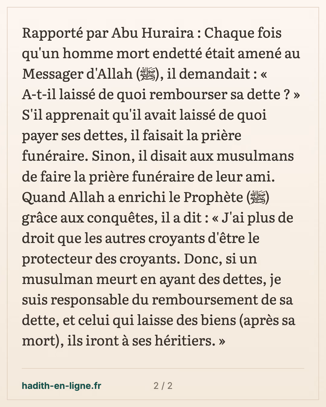 Le mort endetté : « A-t-il laissé de quoi rembourser sa dette ? » — carte 2 sur 2