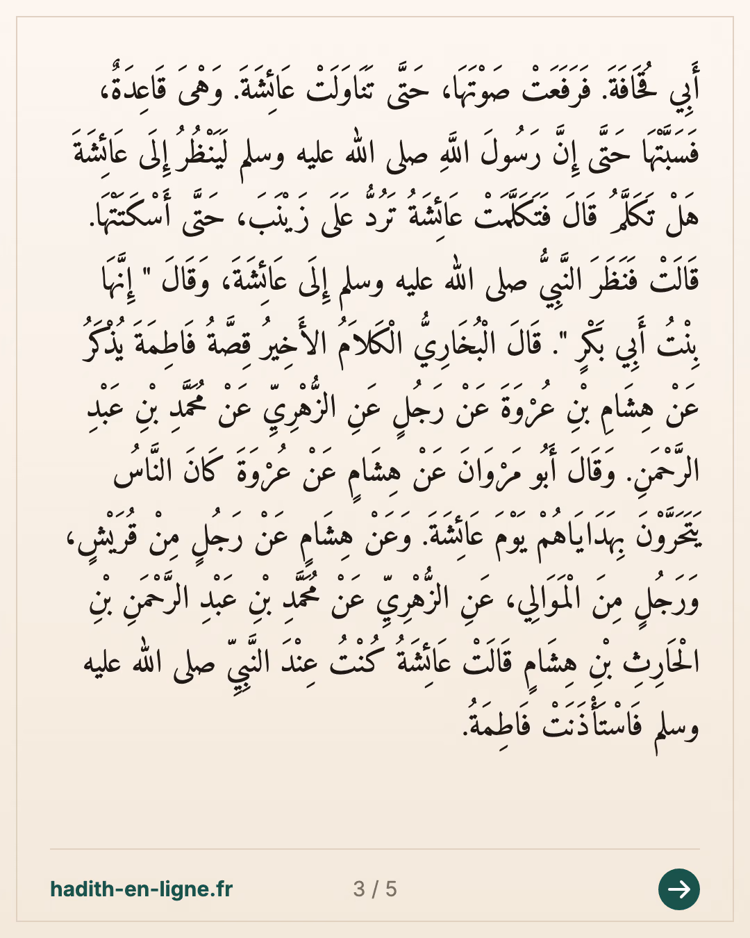 Les épouses du Messager de Dieu ﷺ formaient deux groupes. — carte 3 sur 5