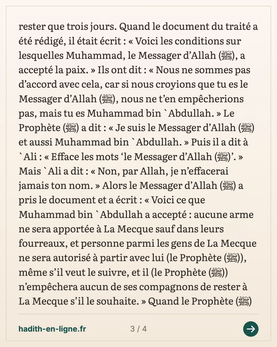 La 'oumra de Dhoul-Qa'da et le traité refusé : « Muhammad, le Messager d'Allah » — carte 3 sur 4