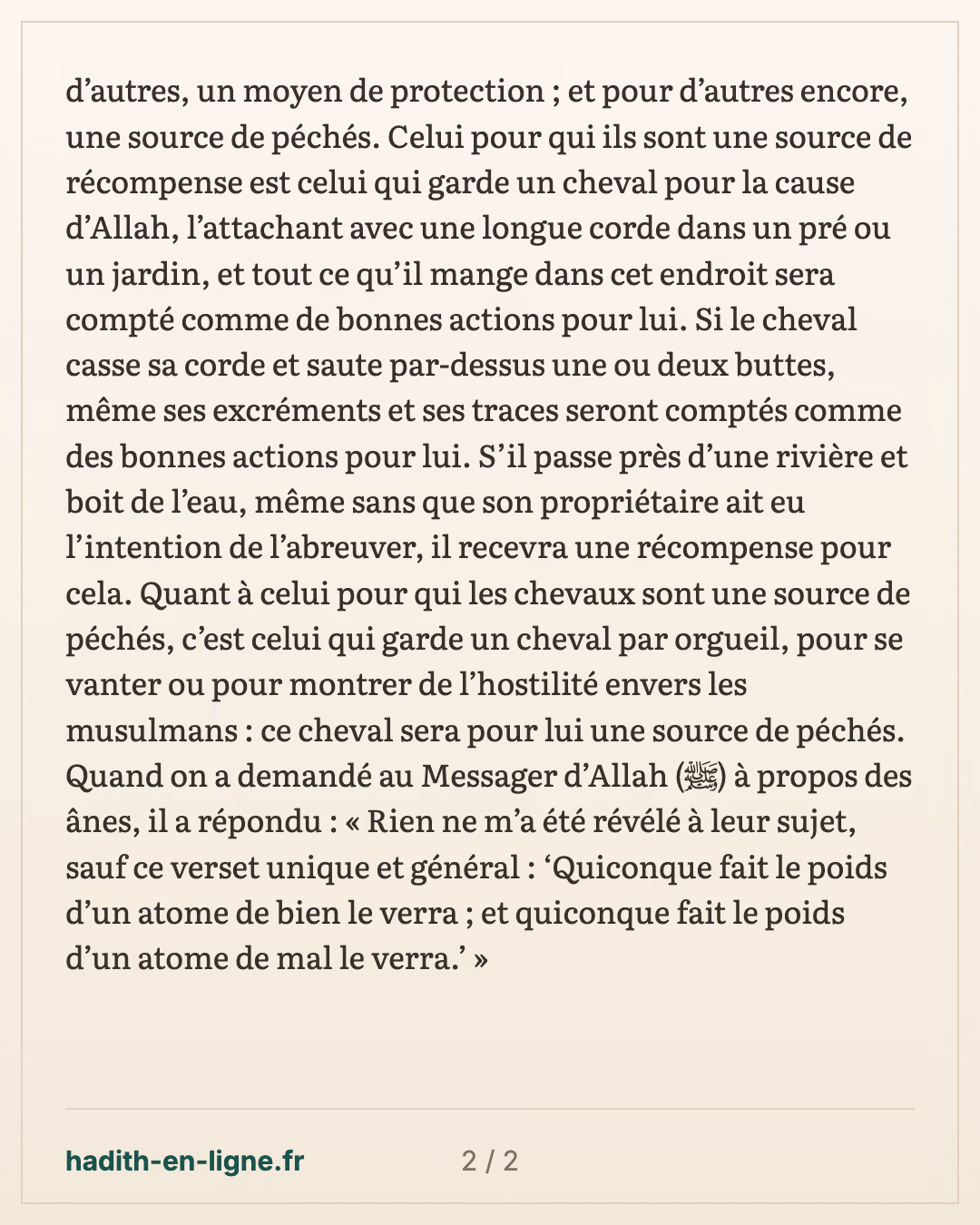 Les chevaux gardés pour trois raisons : récompense, protection ou péché — carte 2 sur 2