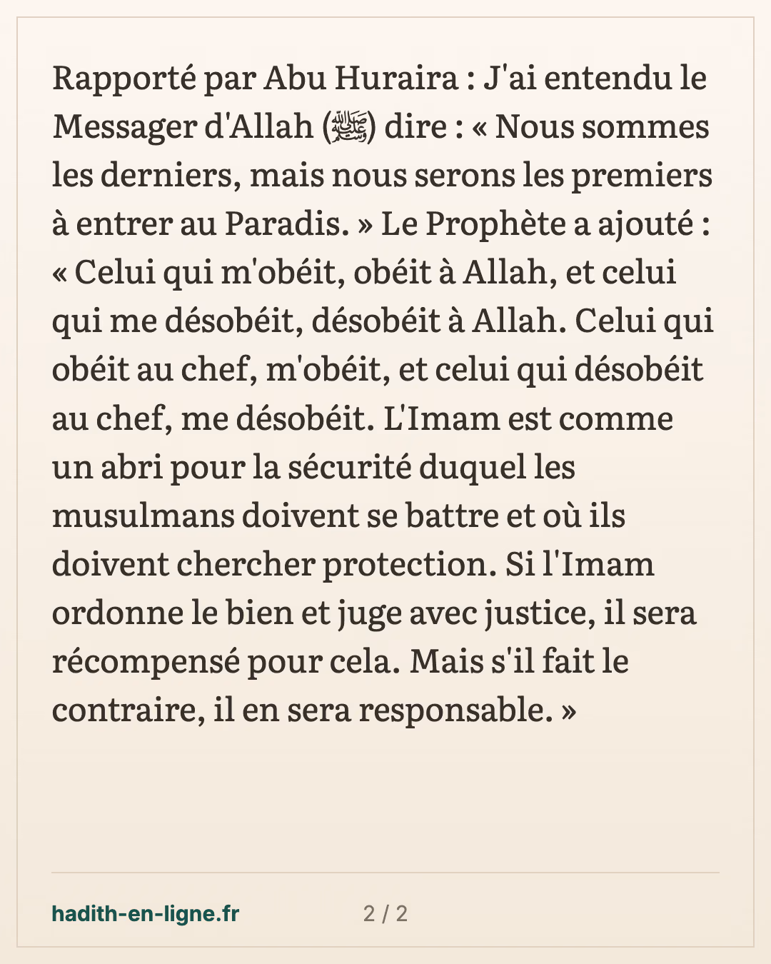 « Nous sommes les derniers, mais nous serons les premiers au Paradis » — carte 2 sur 2