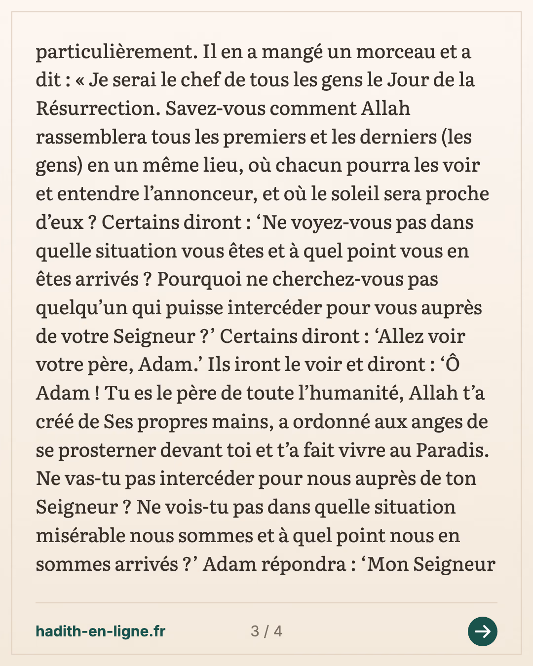 « Je serai le chef de tous les gens le Jour de la Résurrection » — carte 3 sur 4
