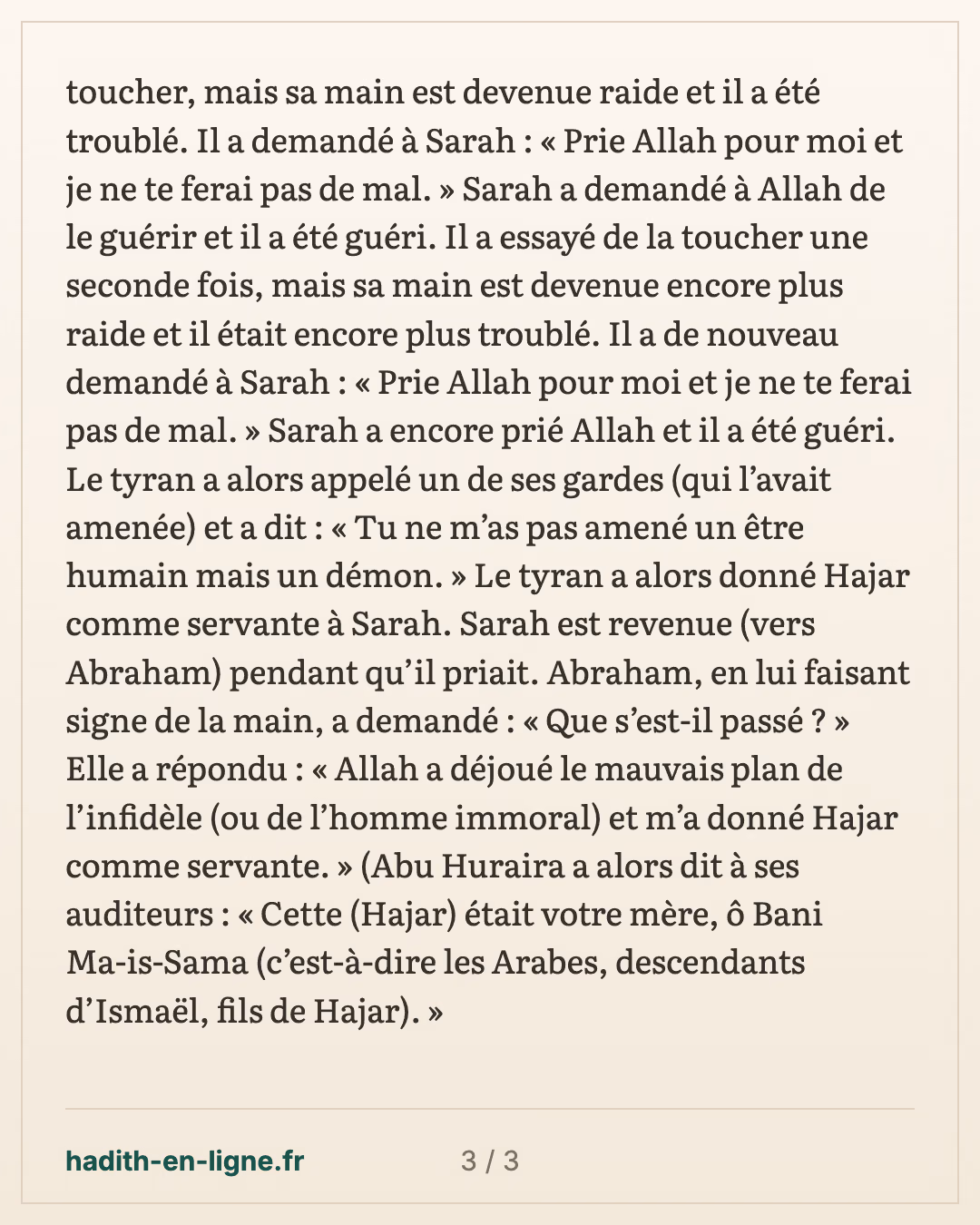 Les trois paroles d'Abraham et le passage avec Sarah chez le tyran — carte 3 sur 3