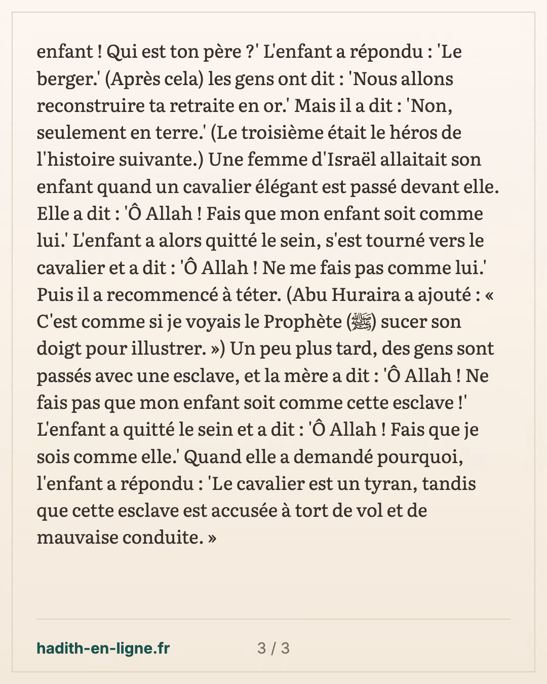 « Trois personnes ont parlé alors qu'elles étaient encore au berceau » — carte 3 sur 3