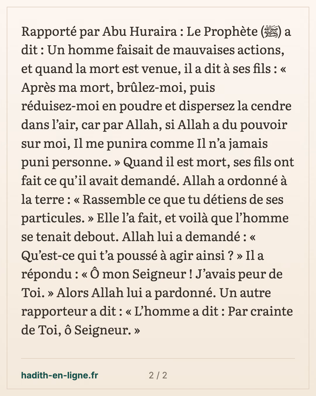 L'homme qui demanda à ses fils de brûler son corps et de disperser ses cendres — carte 2 sur 2