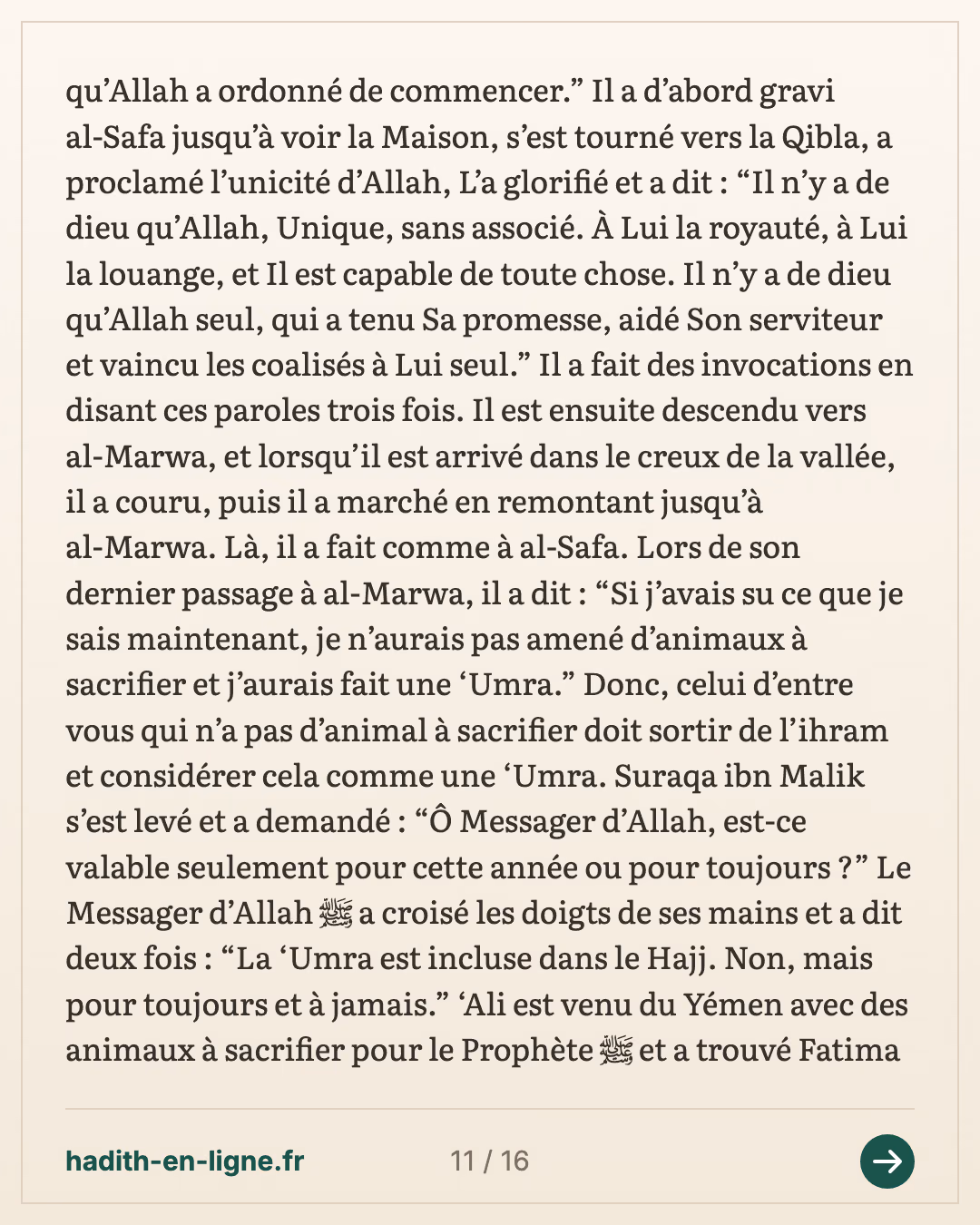 Mouhammad ibn 'Ali ibn Houssayn chez Jabir ibn 'Abdallah — carte 11 sur 16