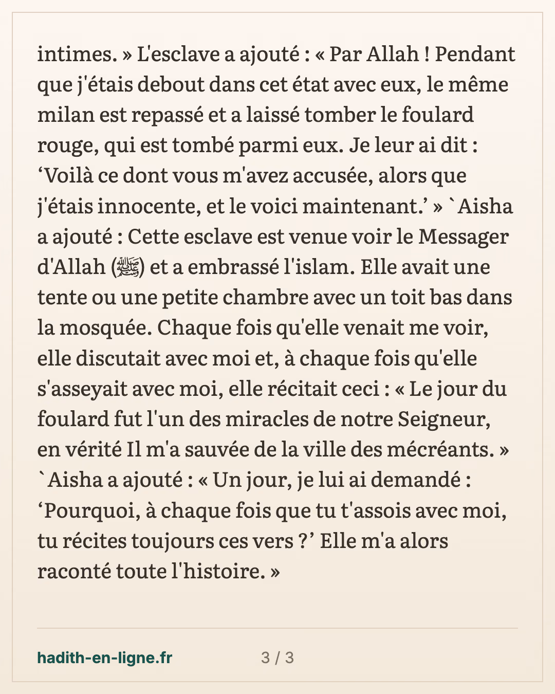 L'esclave affranchie accusée du vol d'un foulard, qui vivait dans la mosquée — carte 3 sur 3