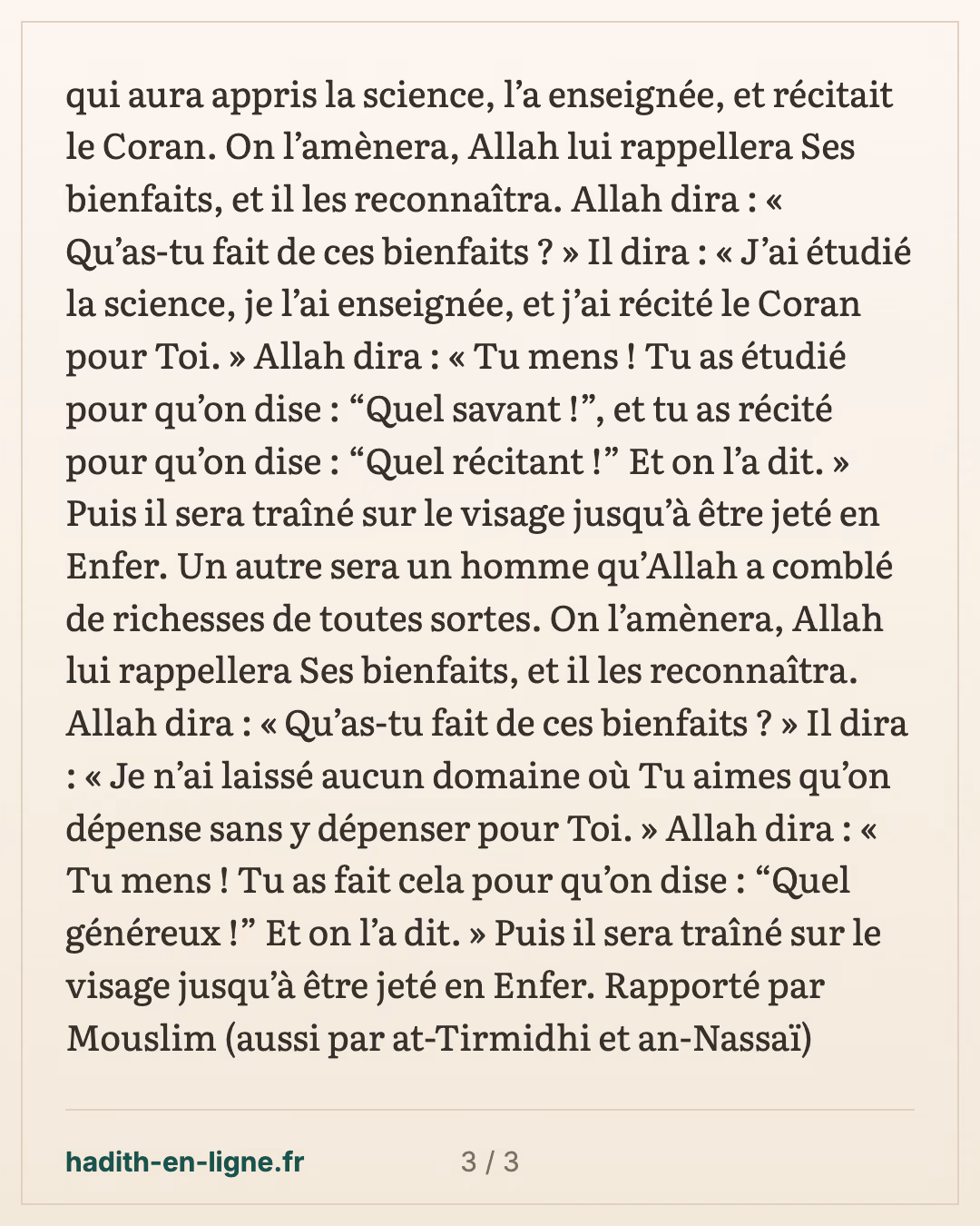 Le martyr, premier jugé au Jour de la Résurrection — carte 3 sur 3