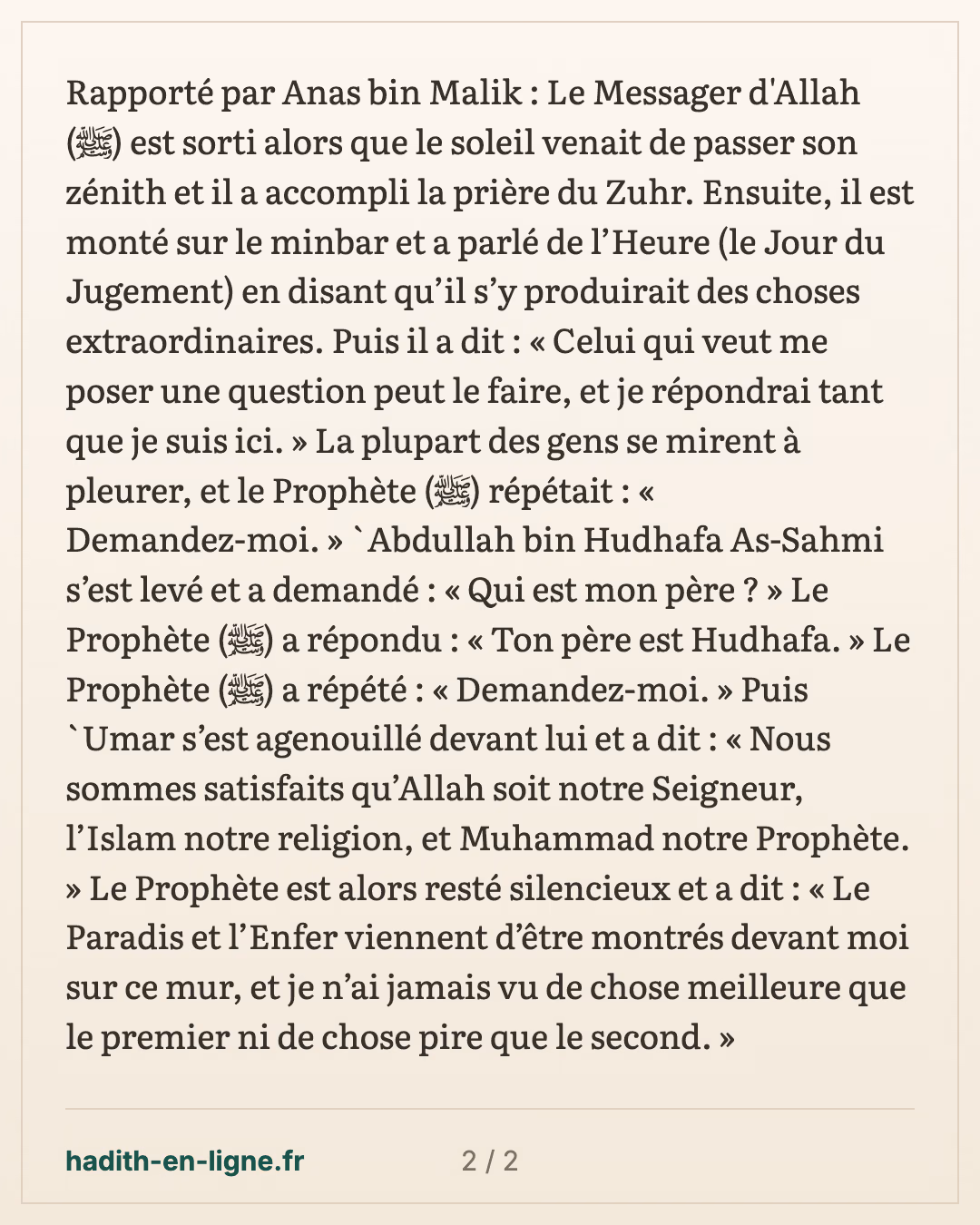 La prière du dohr après le zénith et le sermon sur l'Heure — carte 2 sur 2