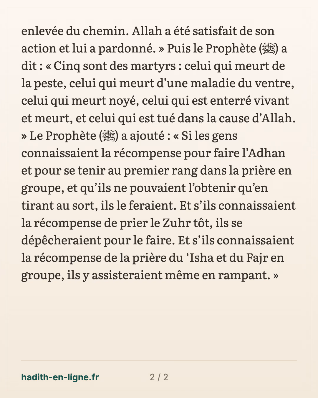 Il y a cinq martyrs — carte 2 sur 2