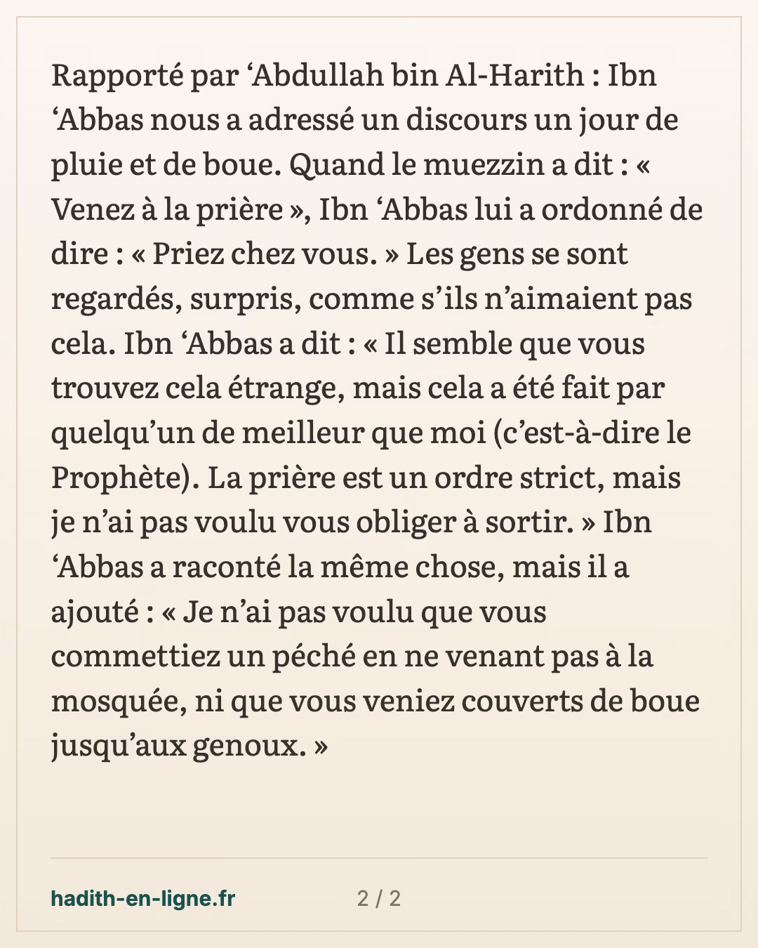 "Dis: faites la prière chez vous!" — carte 2 sur 2
