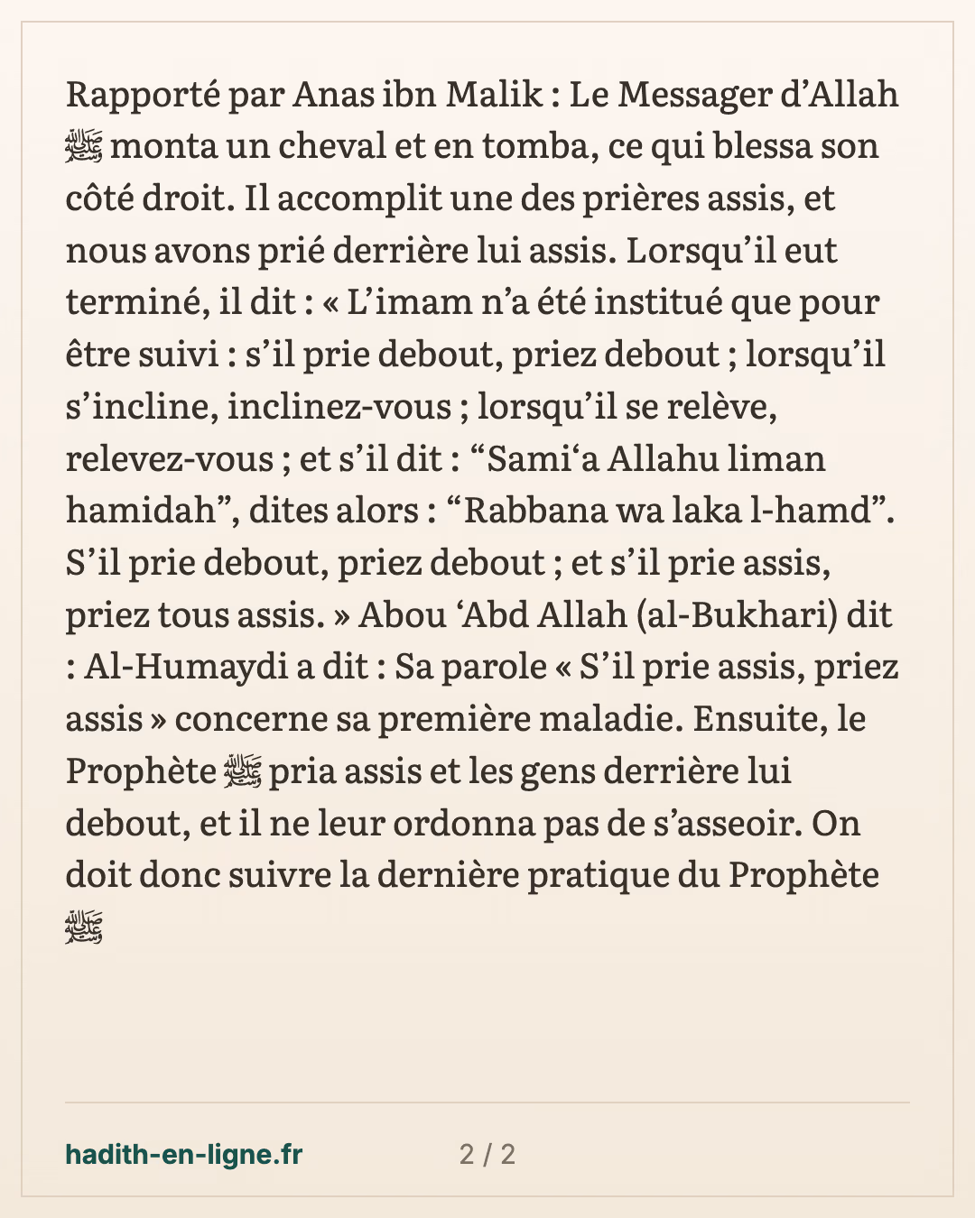 S'il prie debout, priez debout; s'il prie assis, priez tous assis! — carte 2 sur 2