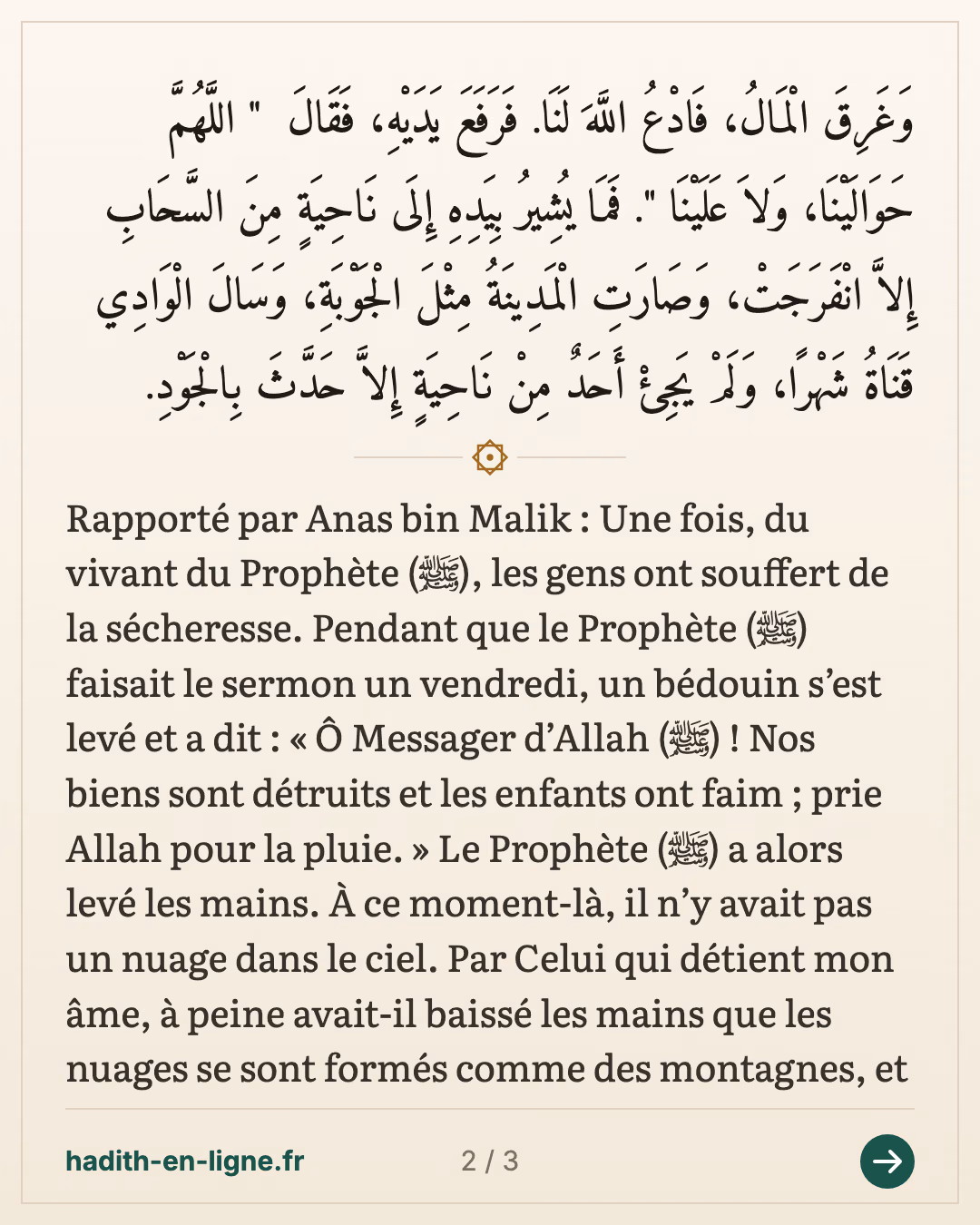 La demande de pluie pendant le sermon du vendredi et la pluie d'une semaine — carte 2 sur 3