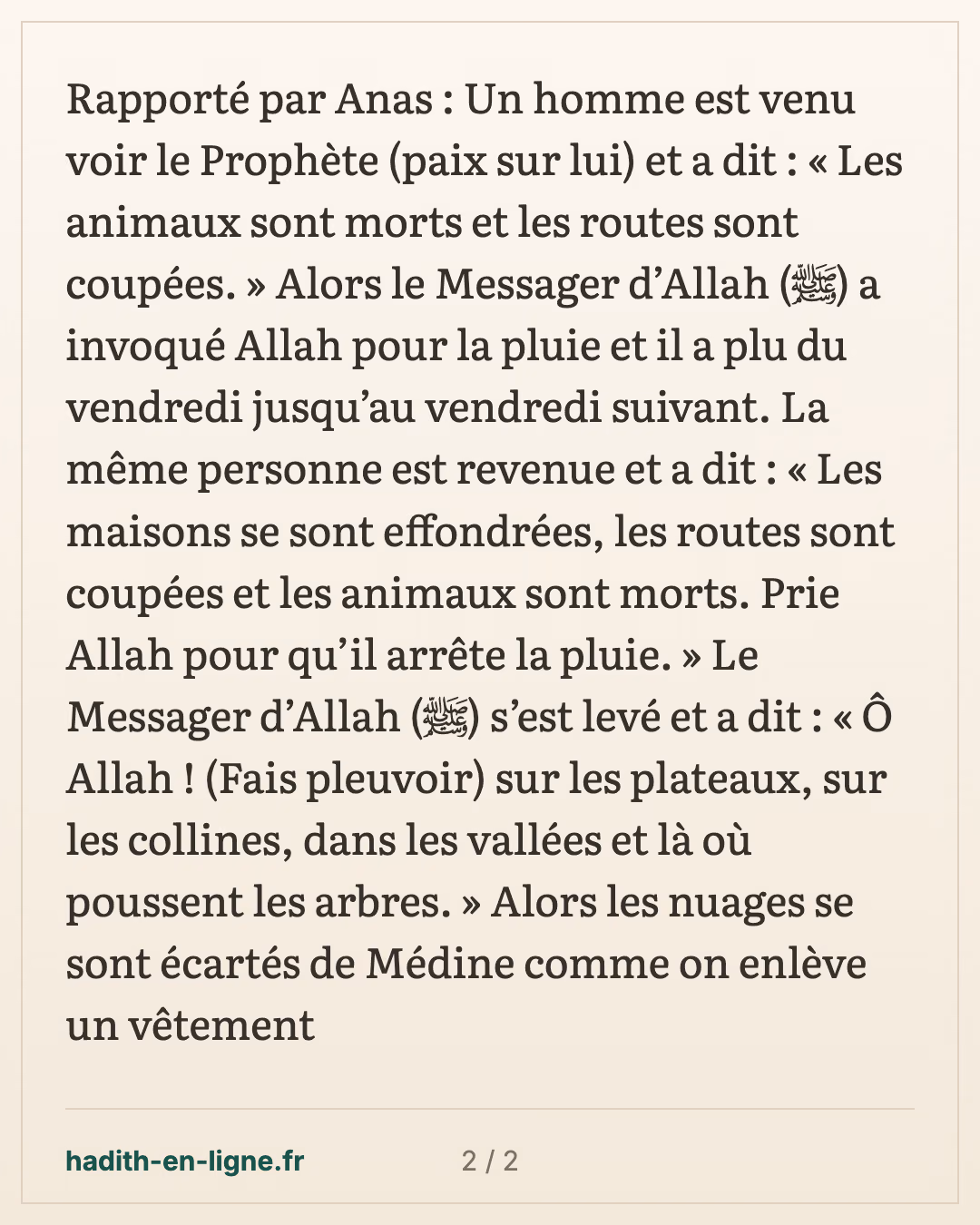 « Sur les collines et dans les vallées » : la demande d'arrêter la pluie — carte 2 sur 2