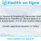 Une image avec le hadith : D'après 'Â'icha (r), l'épouse du Prophète (ç), Hamza ben 'Amrû al­ 'Aslamy, qui jeûnait souvent, demanda au Prophète (ç): «Dois-je observer le jeûne en voyage? - Si tu veux, tu peux jeûner, et si tu veux, tu peux rompre le jeûne.» Hadith rapporté par Boukhari (n°1943)